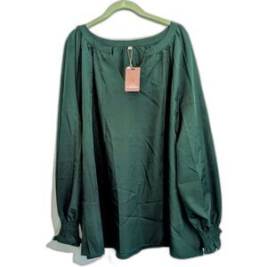 Women's Long Sleeve Blouse -Yesfashion- Green Size 4XL NWT